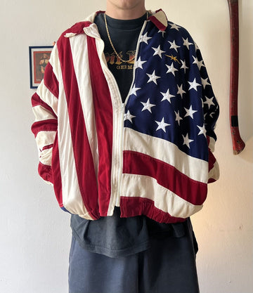 American Flag Print Jacket Outfit