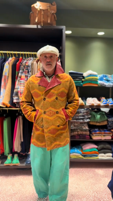 Colorful Wave - Patterned Double - Breasted Jacket