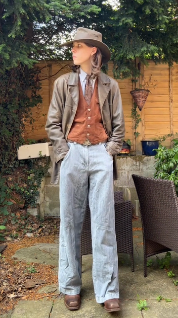 Vintage Brown Leather Trench Coat