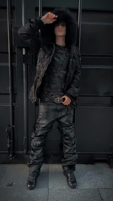 Black Camo Faux Fur Hooded Jacket