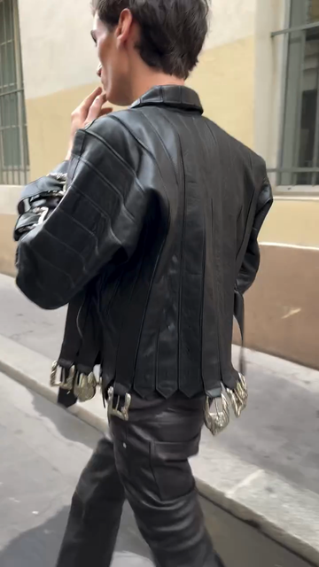 Black Embellished Leather Jacket