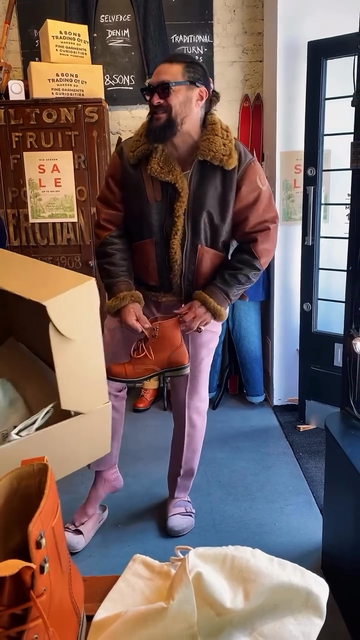Two - Tone Shearling - Collared Leather Jacket
