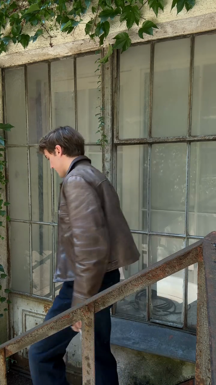 Brown Leather Zip - Up Jacket