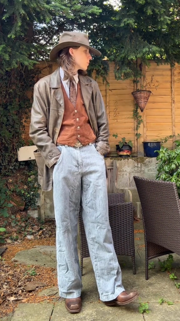 Vintage Brown Leather Trench Coat