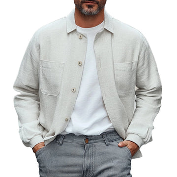 Men's Cotton and Linen Single Breasted Lapel Jacket MTA1731C9X