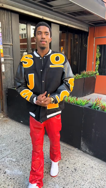 Black Varsity Jacket with "SOUL" Lettering