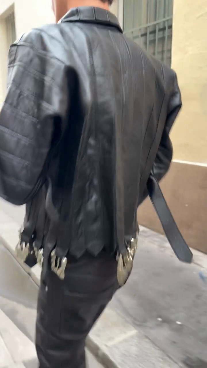 Black Embellished Leather Jacket
