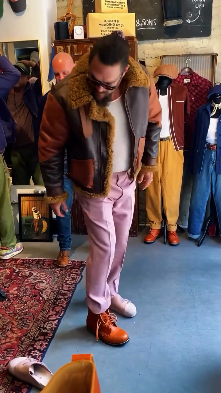 Two - Tone Shearling - Collared Leather Jacket