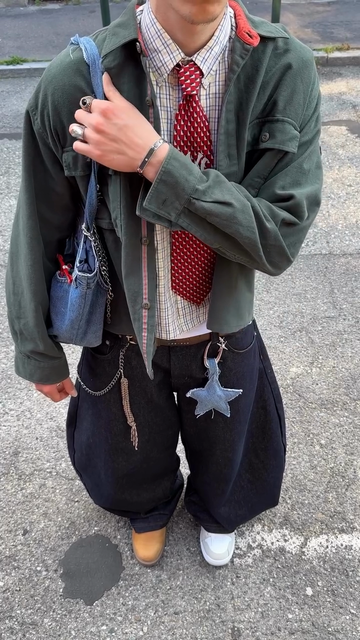 Olive Green Utility Jacket with Stylish Layering