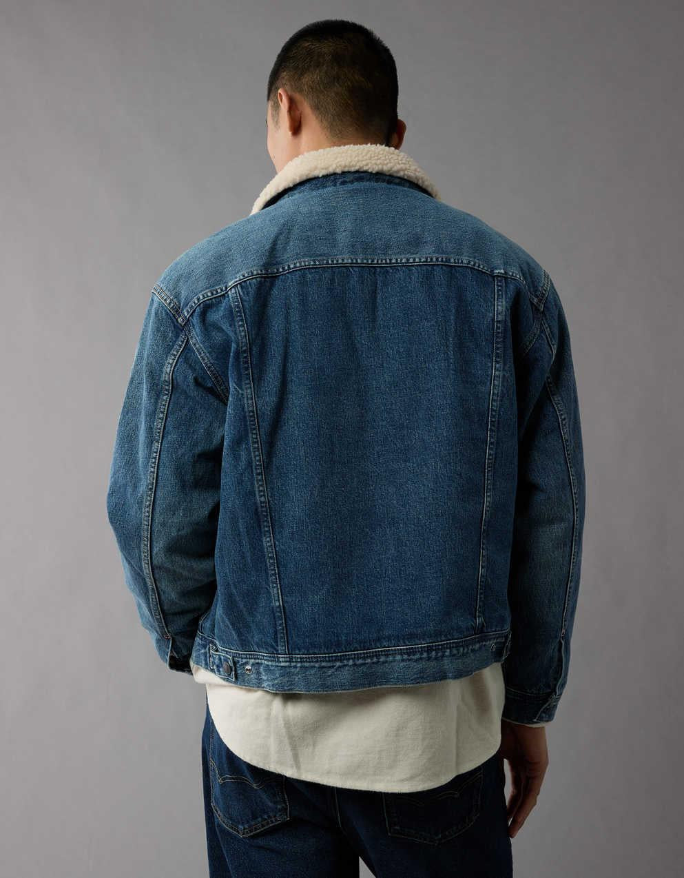 Blue Denim Jacket with Sherpa Collar
