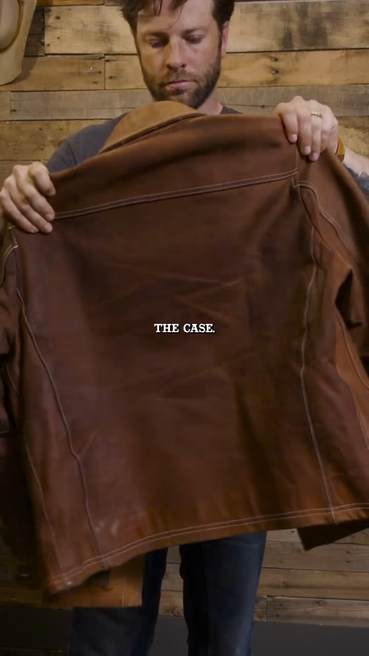Brown Leather Button - Up Jacket