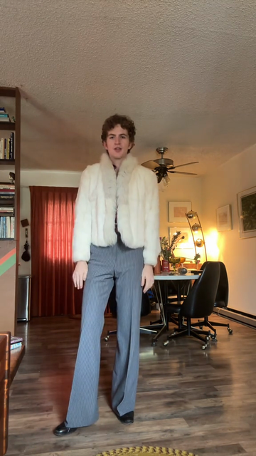 Vintage White Faux Fur Cropped Jacket