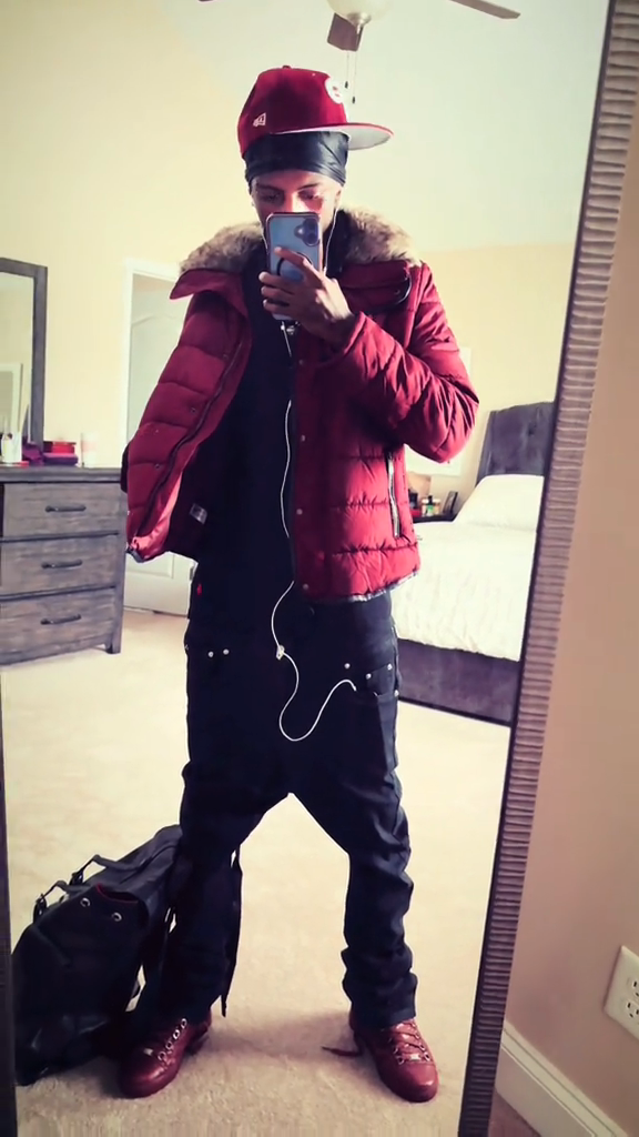 Burgundy Puffer Jacket with Faux Fur Collar