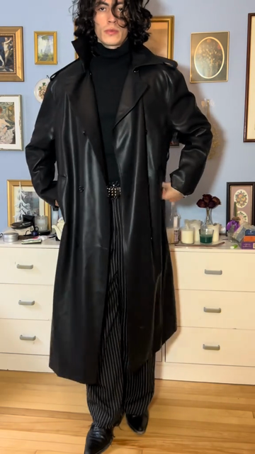 Black Leather Trench Coat