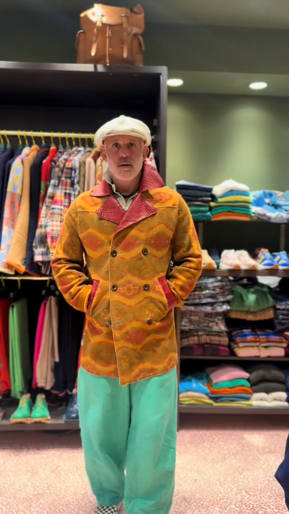 Colorful Wave - Patterned Double - Breasted Jacket