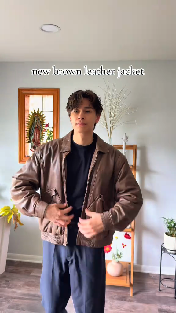 Brown Leather Jacket With pockets
