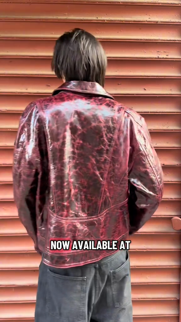 Burgundy Distressed Leather Biker Jacket