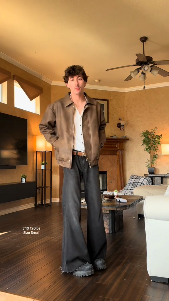 Brown Faux Leather Button - Up Jacket