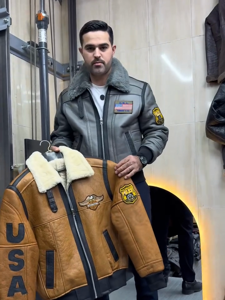 Shearling Collar Motorcycle Leather Jacket