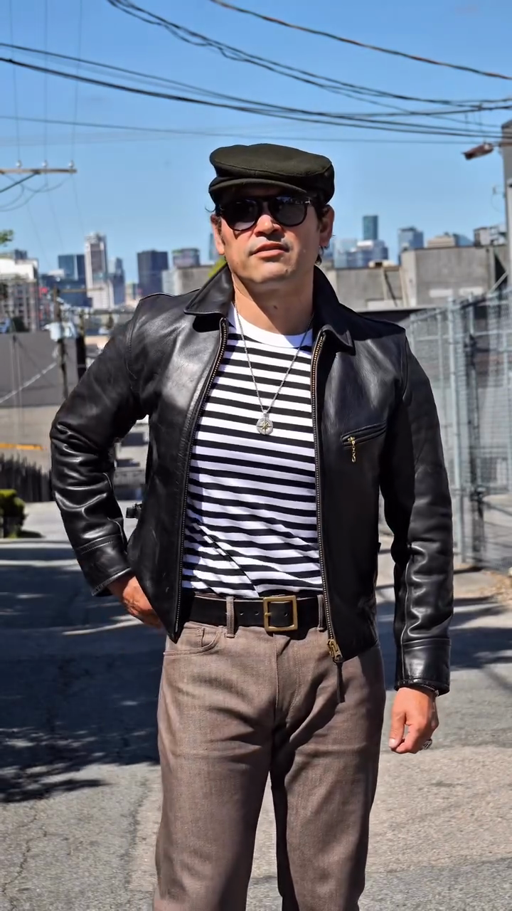 Black Leather Zip - Up Jacket