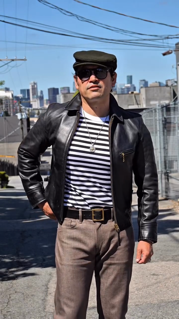Black Leather Zip - Up Jacket