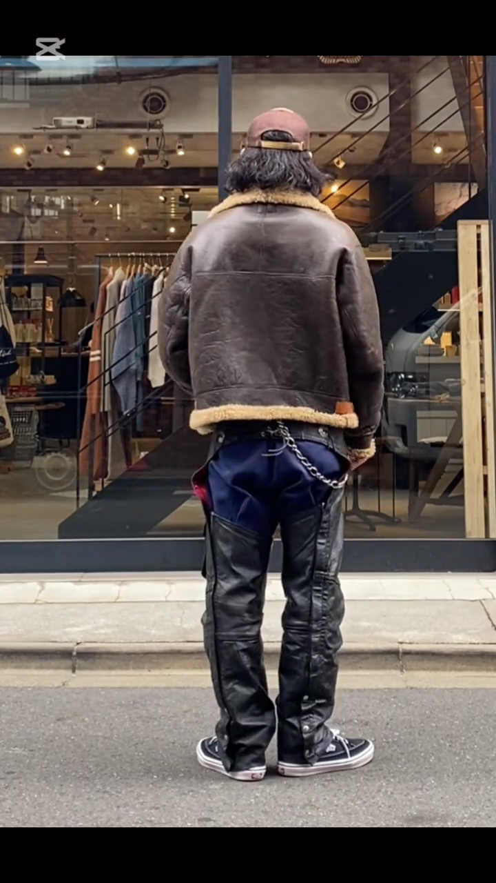 Brown Shearling - Collared Leather Aviator Jacket