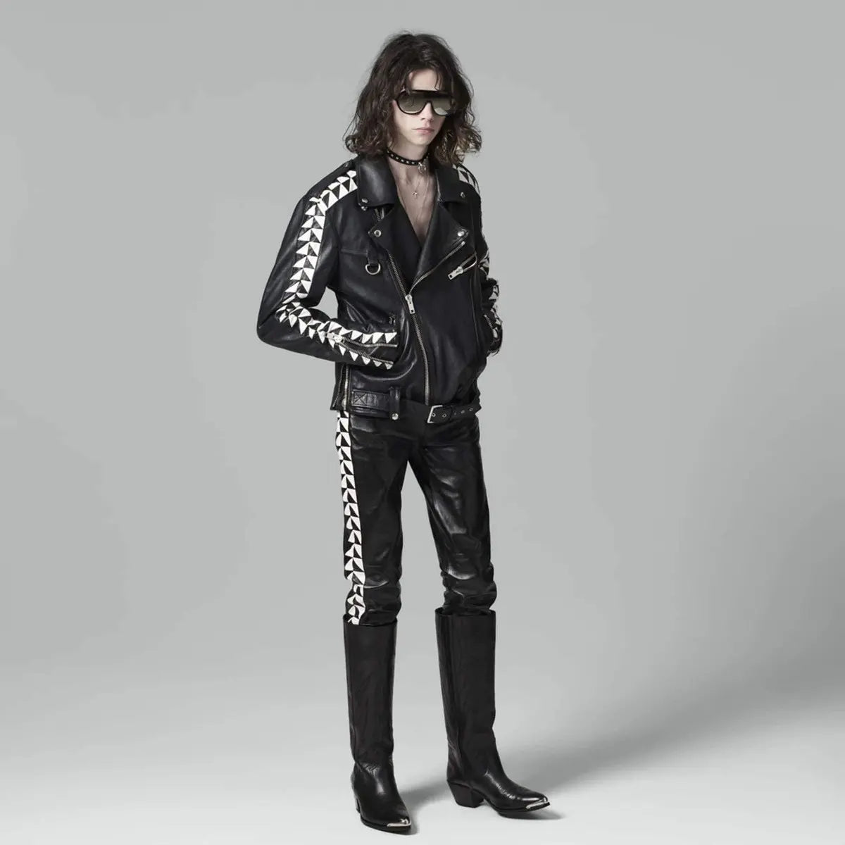 Black Studded Biker Leather Jacket