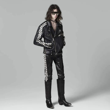Black Studded Biker Leather Jacket