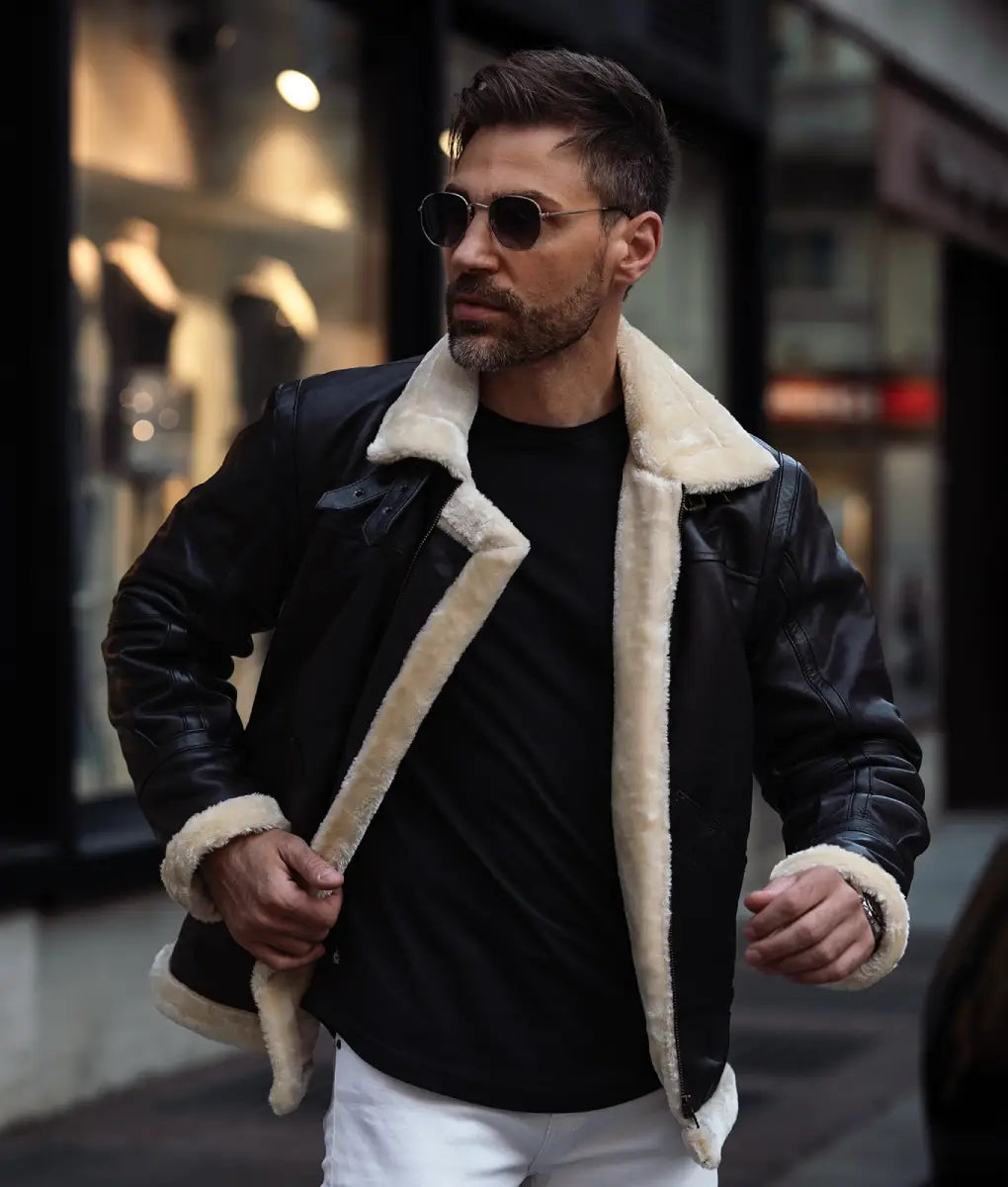 Captain Men’s Dark Brown Original B-3 Bomber Aviator Leather Jacket