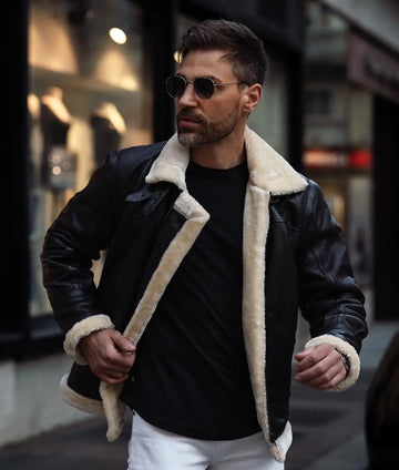 Captain Men’s Dark Brown Original B-3 Bomber Aviator Leather Jacket