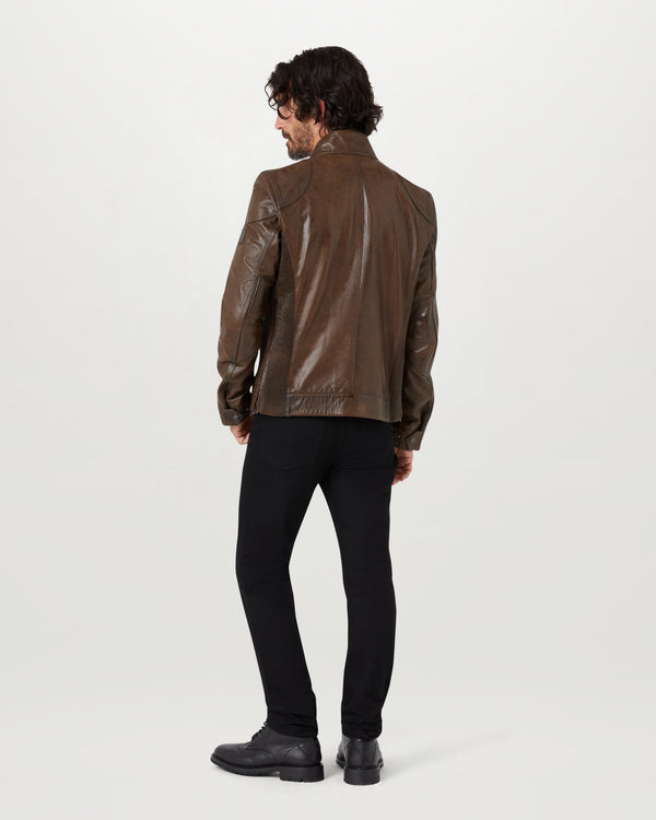 Vintage - Style Brown Leather Biker Jacket