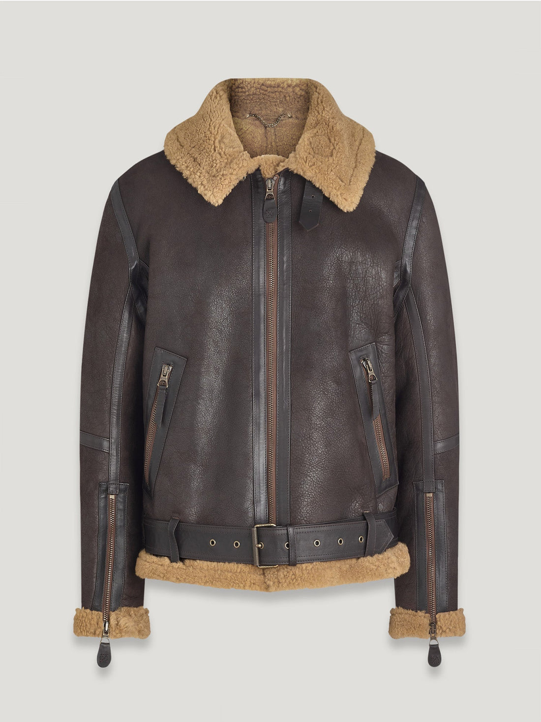 Classic Shearling Leather Aviator Jacket - Timeless Warmth and Style