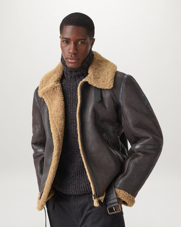 Classic Shearling Leather Aviator Jacket - Timeless Warmth and Style