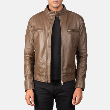 Gatsby Mocha Leather Biker Jacket
