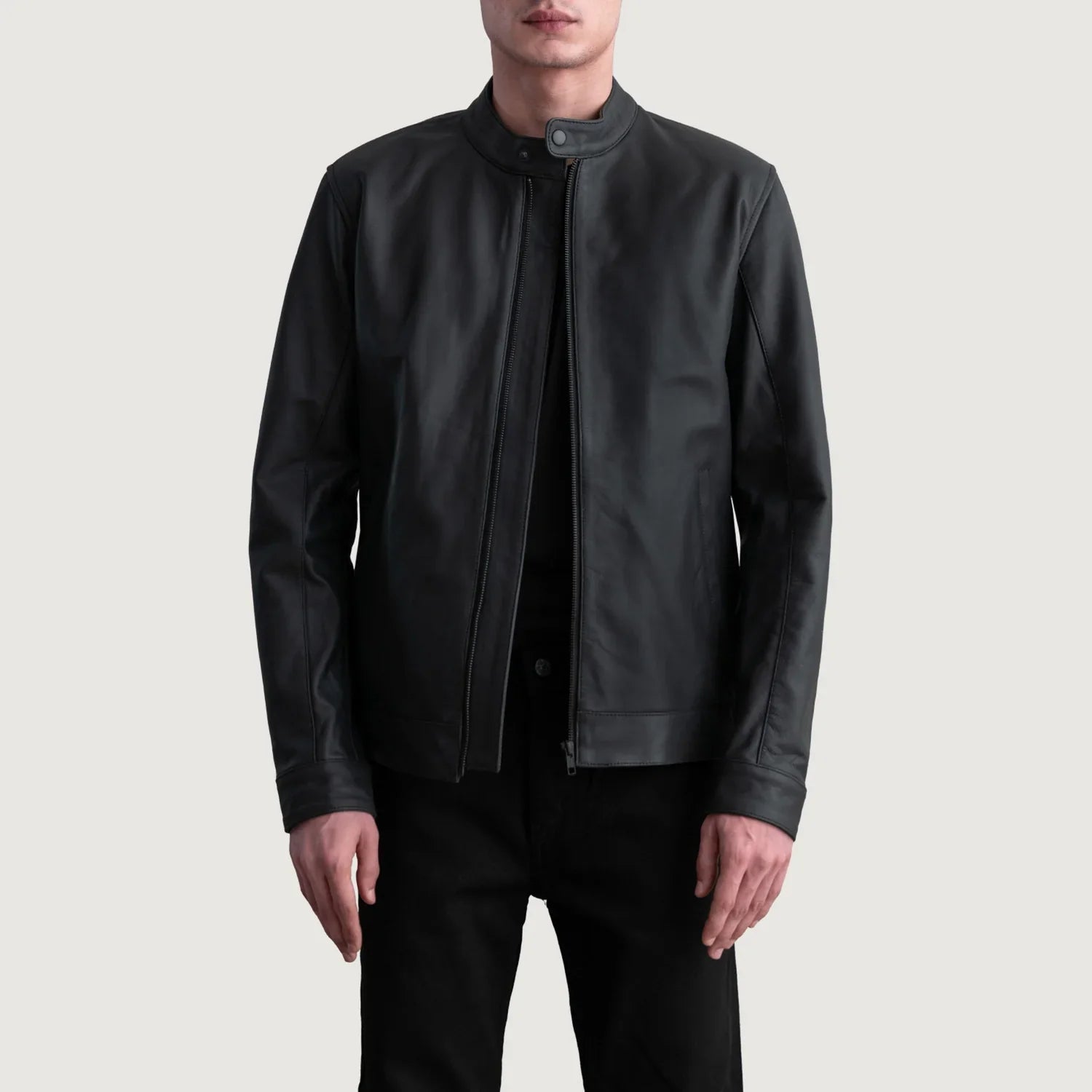 Zen Matte Black Leather Biker Jacket
