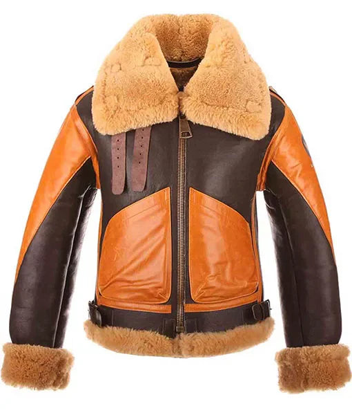 Men’s Raf B3 Aviator Bomber Leather Jacket