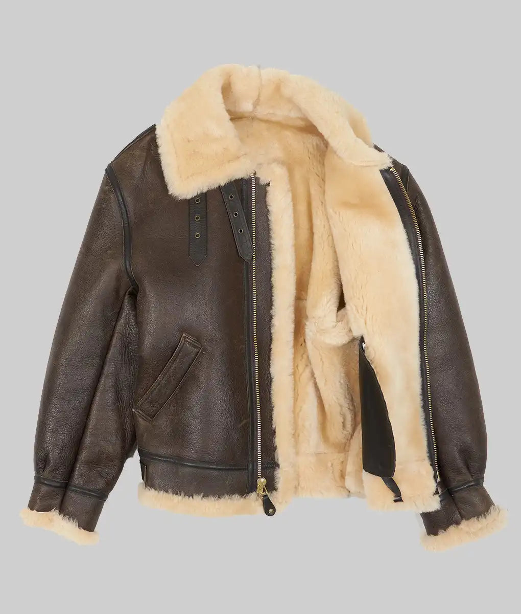 Gerald Men’s Brown B-3 Leather Bomber Jacket