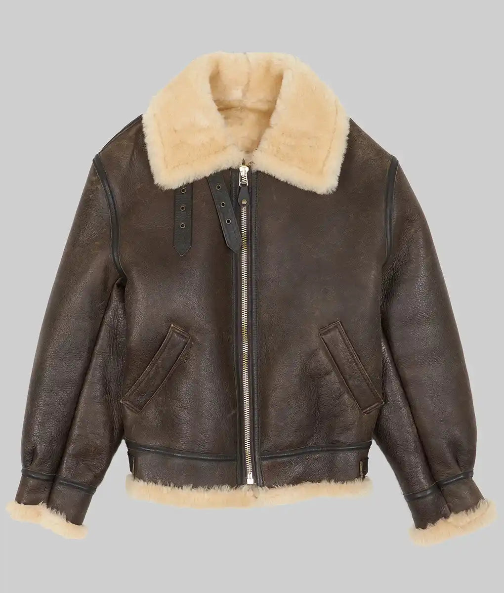 Gerald Men’s Brown B-3 Leather Bomber Jacket