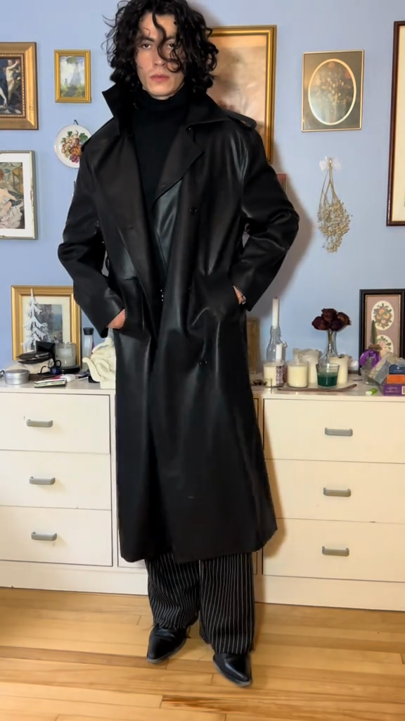 Black Leather Trench Coat