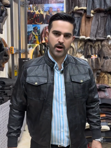 Black Leather Jacket  in a Fur