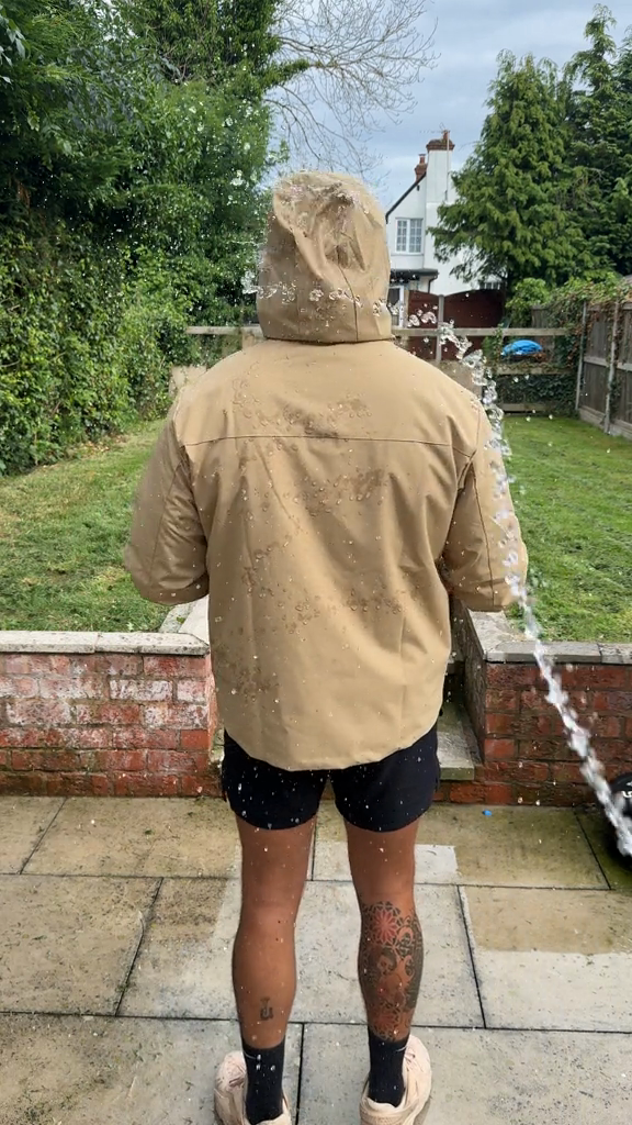Beige Hooded Windbreaker Jacket