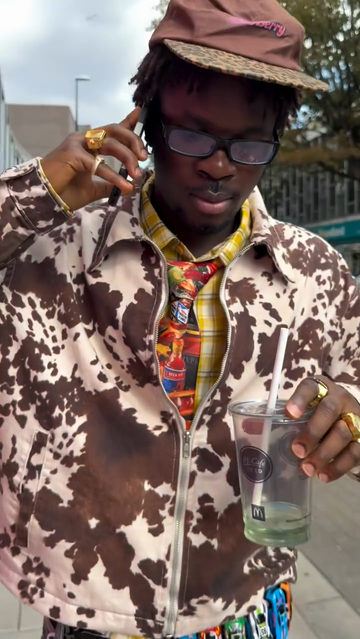 Cow Print Jacket with Mixed - Pattern Accessories