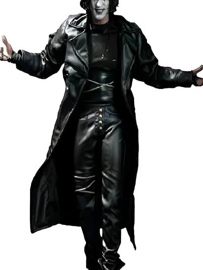 Black Leather Trench Coat Overcoat