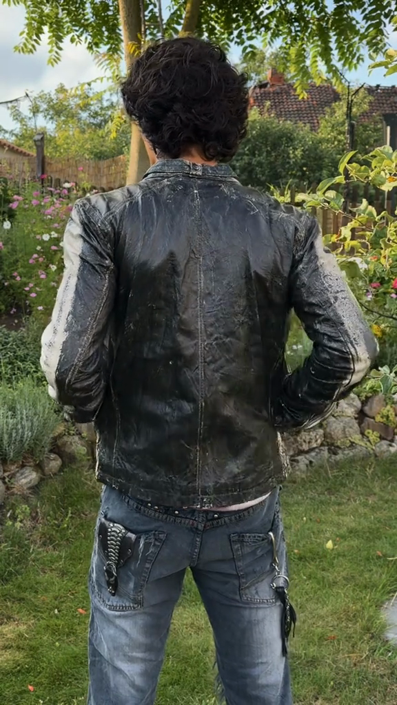 Black Distressed Moto Leather Jacket