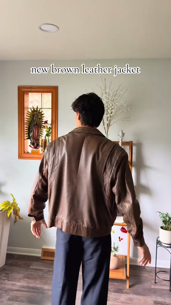 Brown Leather Jacket With pockets