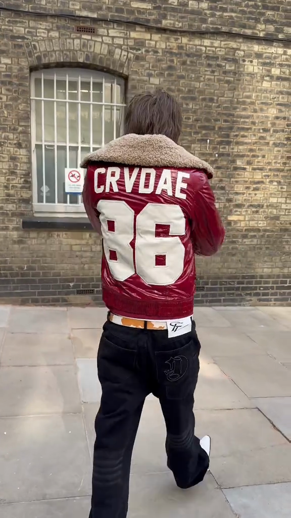 Burgundy Shearling - Collared Jacket with Leopard Lining